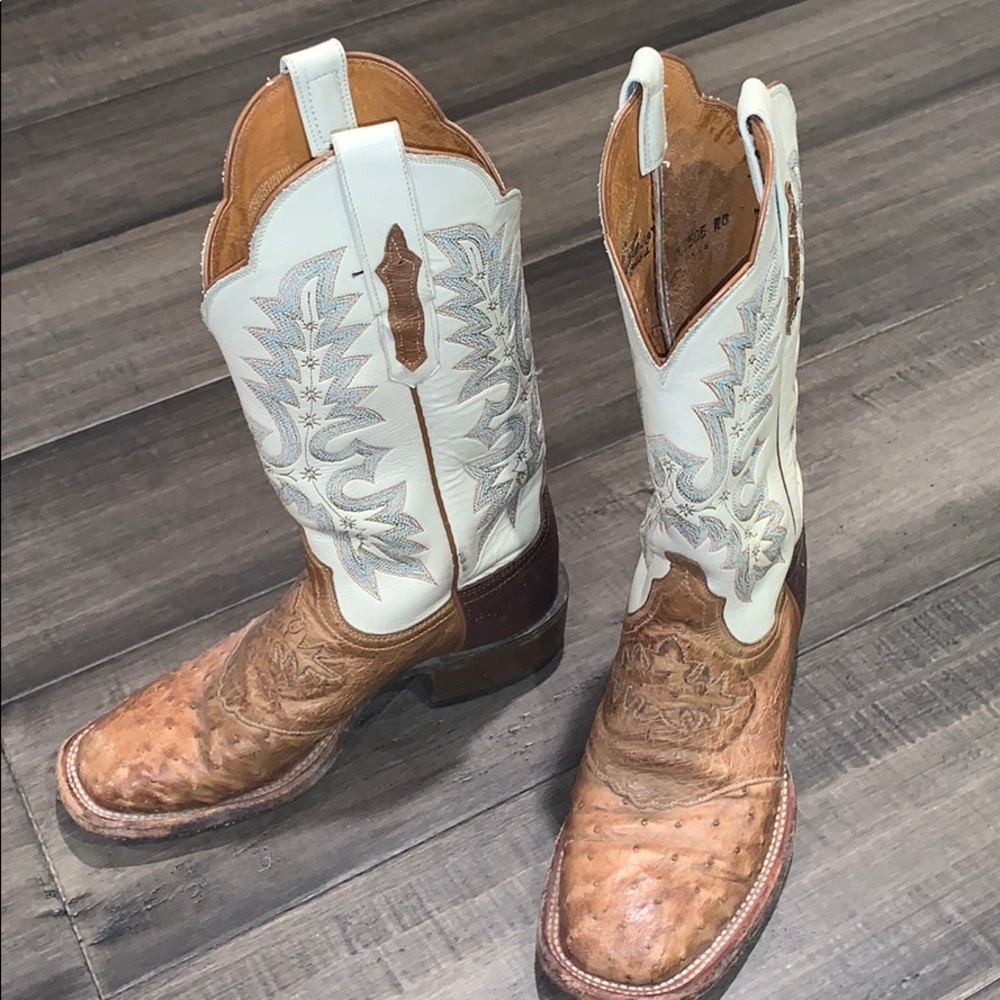 Luccheses white ostrich boots
